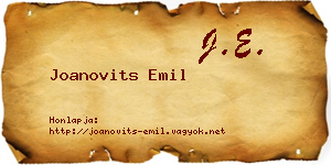 Joanovits Emil névjegykártya