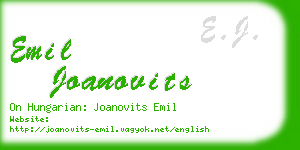 emil joanovits business card